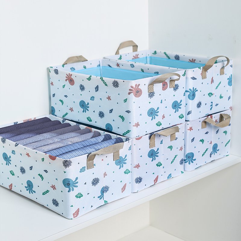 New Oxford Fabric Storage Basket wholesale storage box with handle Shelves for Organizing Closet clothes socks jeans pants etc