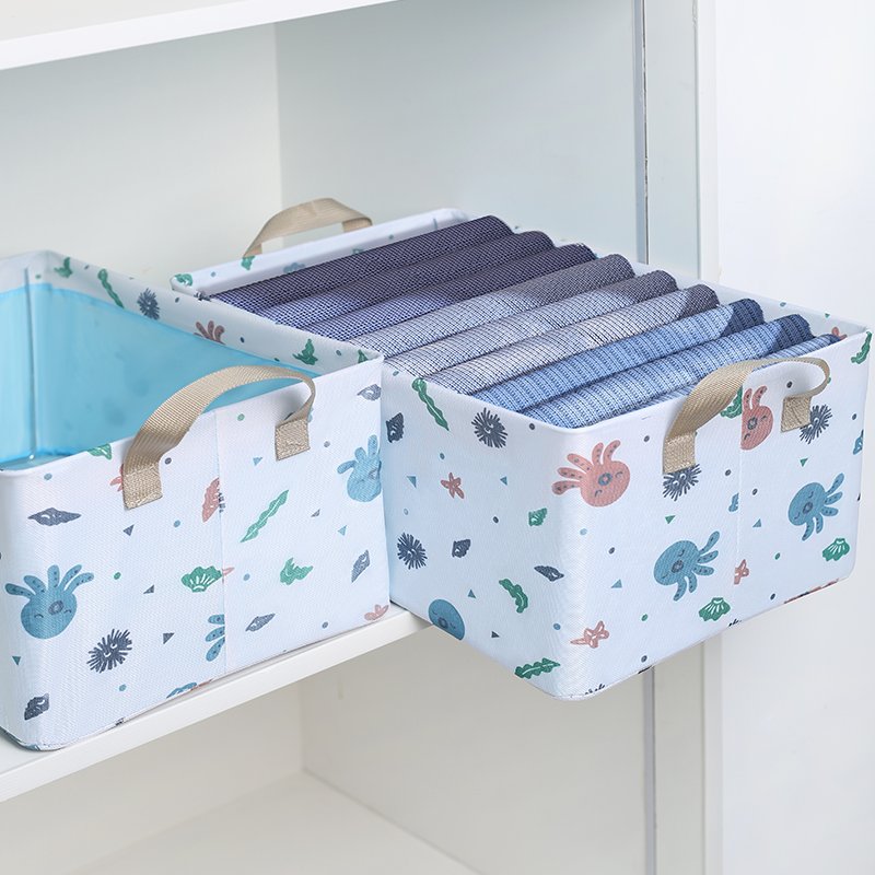 New Oxford Fabric Storage Basket wholesale storage box with handle Shelves for Organizing Closet clothes socks jeans pants etc