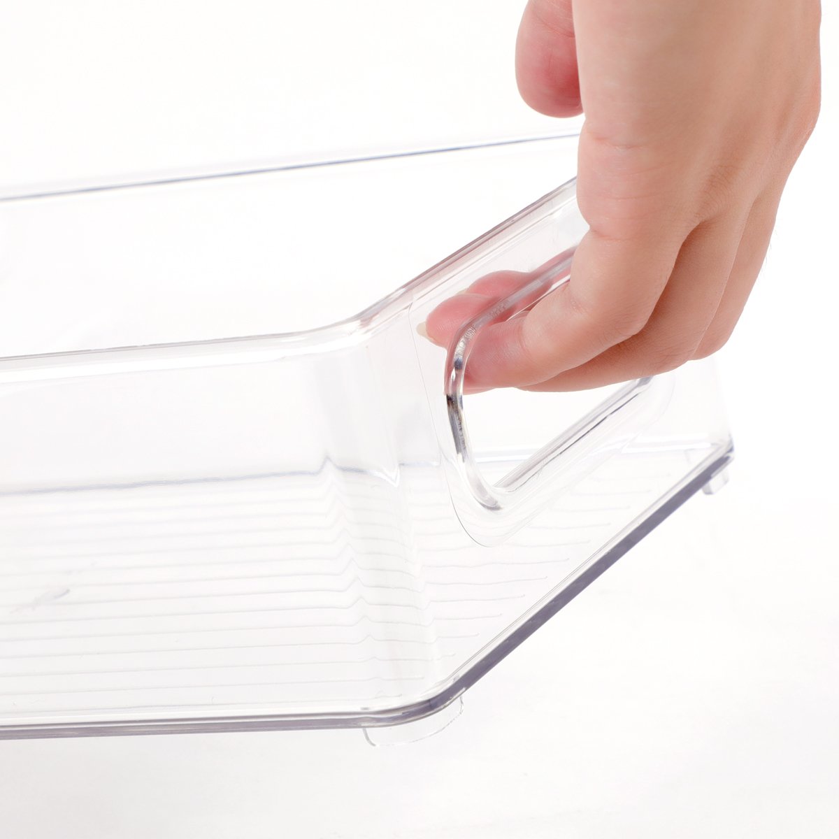 10x6x3 Inch Clear Stackable Fruit Organizer Plastic Kitchen Food Storage Bin with Handles