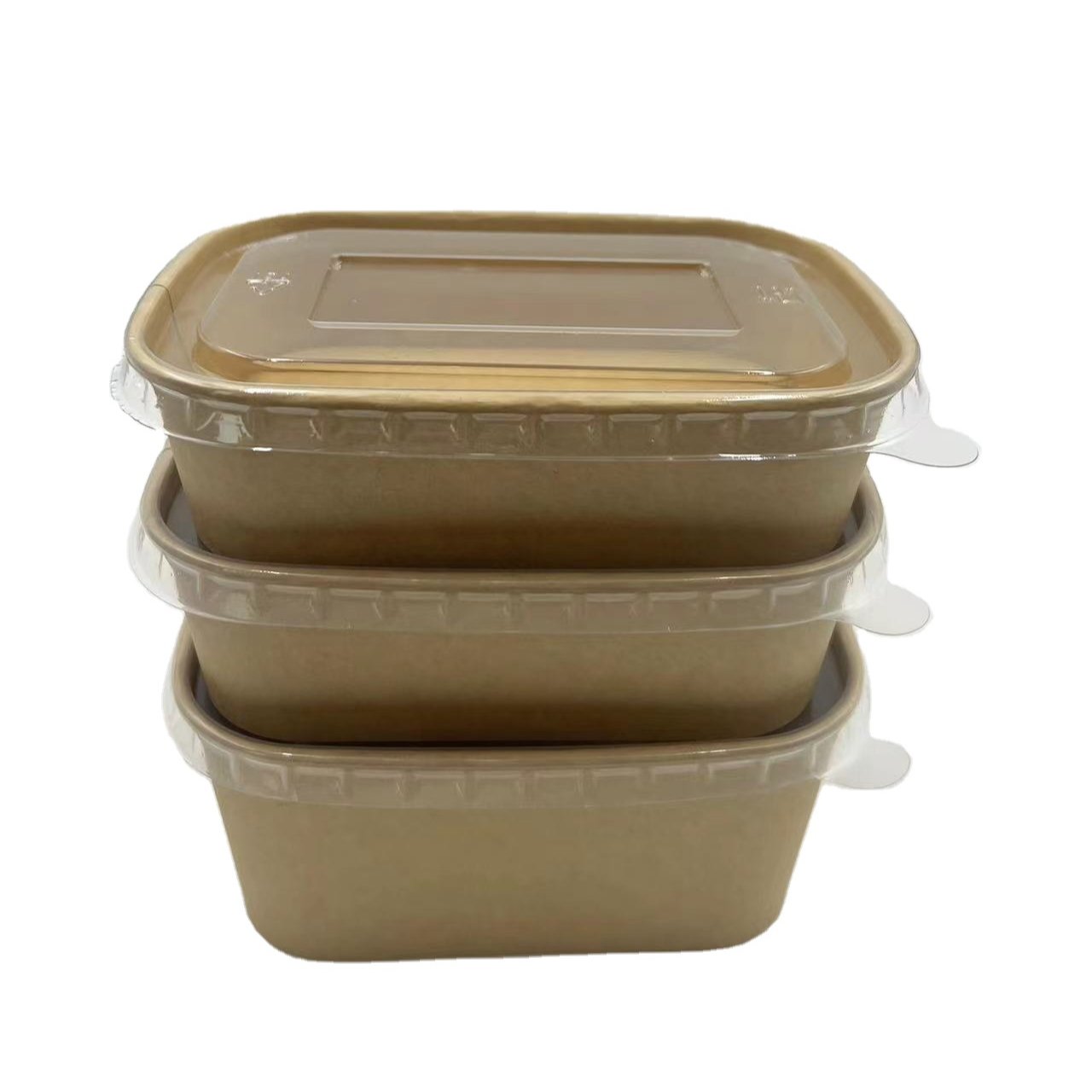 Factory Sale Microsafe Disposable Food Storage Rectangle Kraft Paper Box with Lid Fast Food Takeout Containers