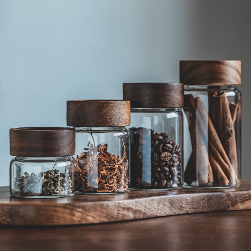 Hot Sale High Quality Kitchen Food Storage Container Airtight Sealed Clear Glass Jar Glass Food Storage Jar With Acacia Lids