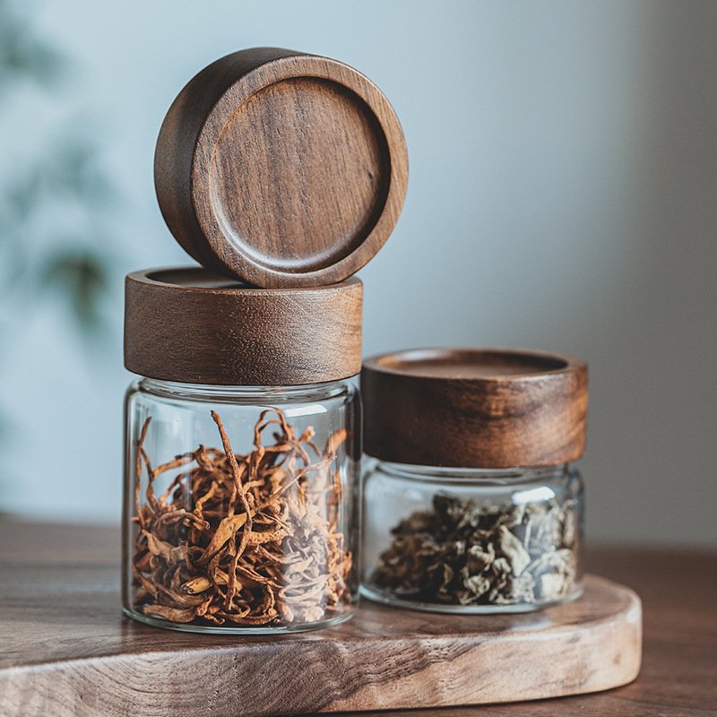 Hot Sale High Quality Kitchen Food Storage Container Airtight Sealed Clear Glass Jar Glass Food Storage Jar With Acacia Lids