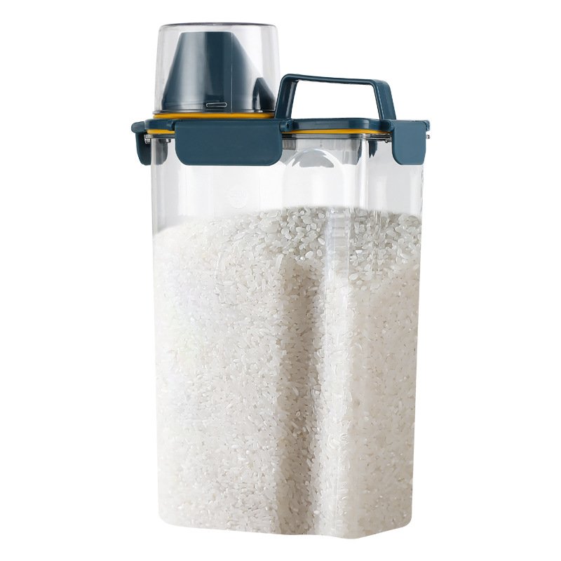 Japanese Rice Bucket Household Kitchen Grain Transparent Hand-held Plastic Moisture-proof Insect-proof Rice Box