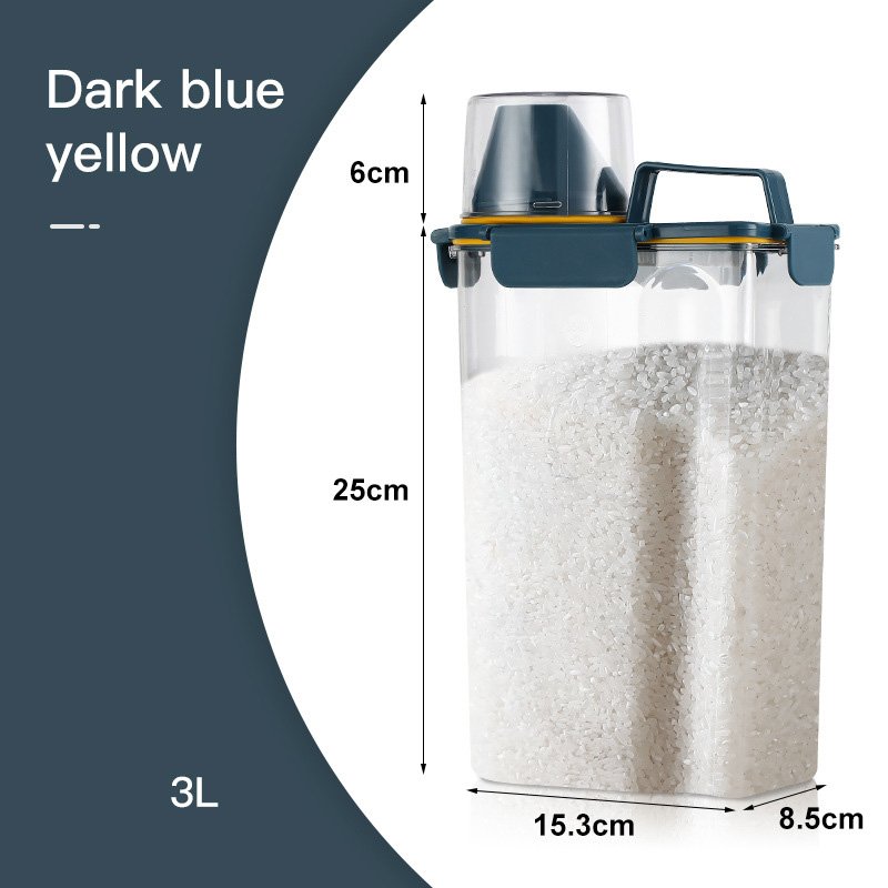 Japanese Rice Bucket Household Kitchen Grain Transparent Hand-held Plastic Moisture-proof Insect-proof Rice Box