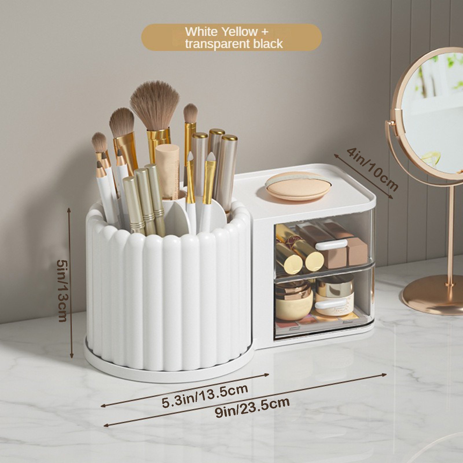 360 rotating turntable pencil display drawer storage box children desk organizer cute pen box