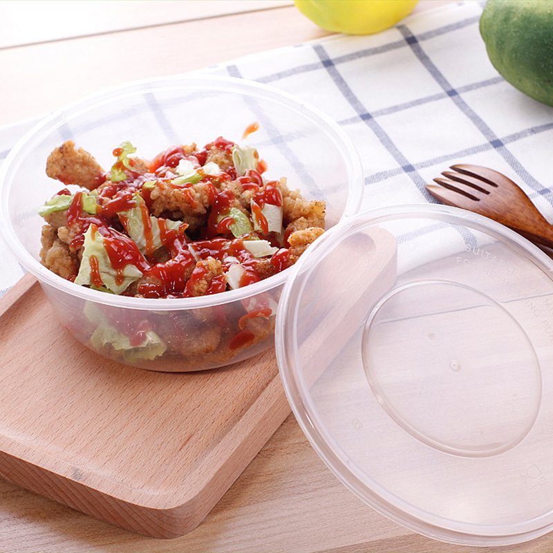 Microwavable Eco-Friendly Disposable PP Plastic round Bowl Lid Modern Design Style Lunch Storage Food Container Soup Packaging