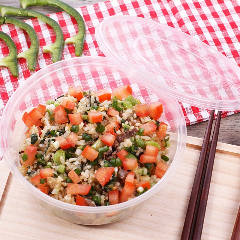 Microwavable Eco-Friendly Disposable PP Plastic round Bowl Lid Modern Design Style Lunch Storage Food Container Soup Packaging