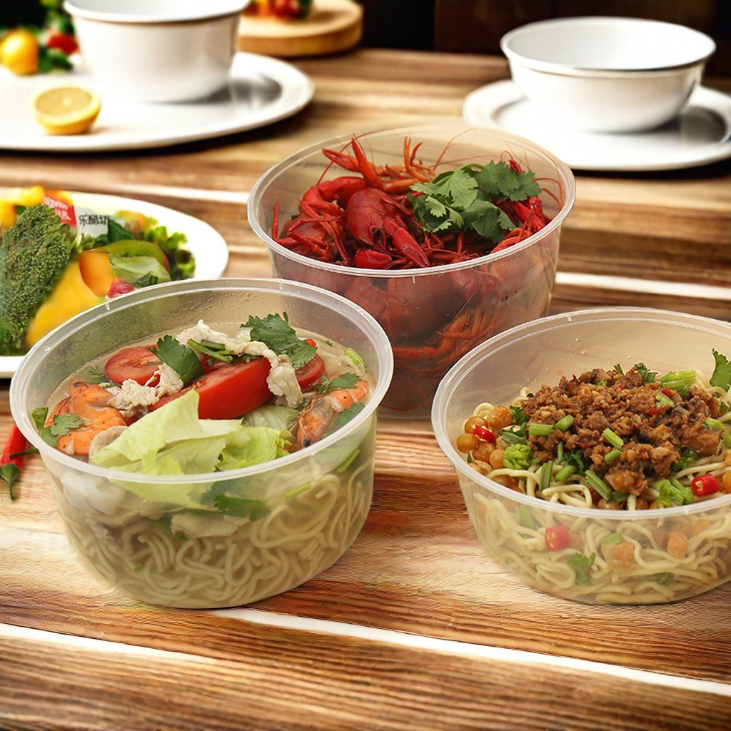 Microwavable Eco-Friendly Disposable PP Plastic round Bowl Lid Modern Design Style Lunch Storage Food Container Soup Packaging