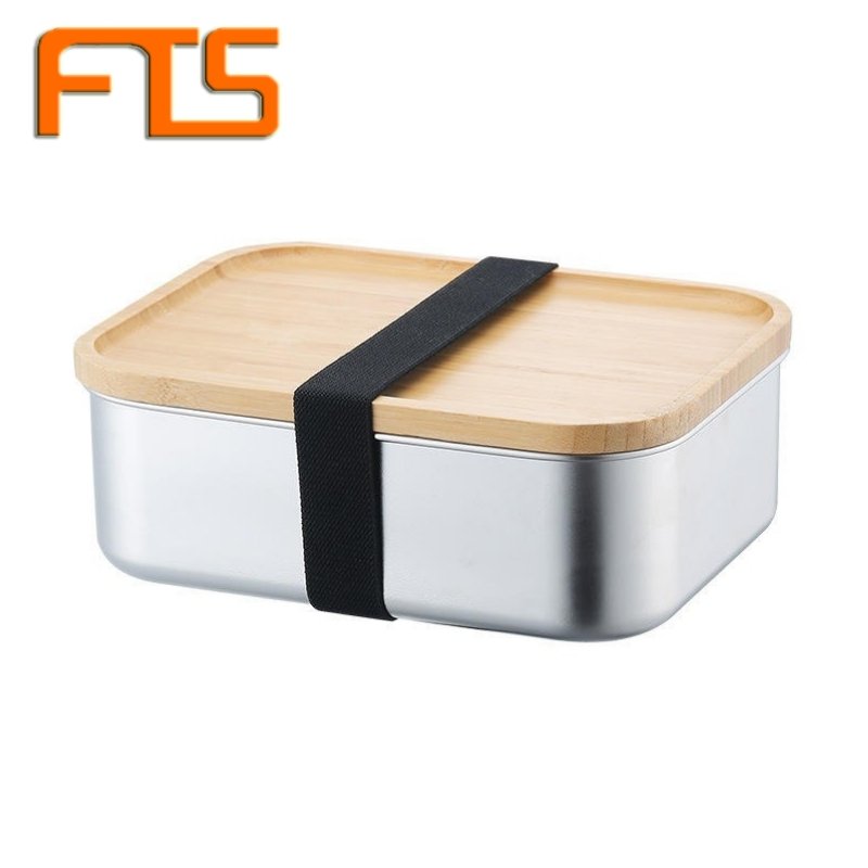 Fts container insulated food storage 304 stainless steel food containers with lid bamboo