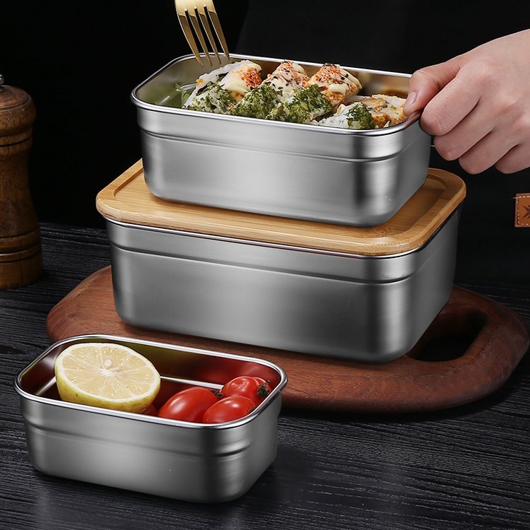 Fts container insulated food storage 304 stainless steel food containers with lid bamboo