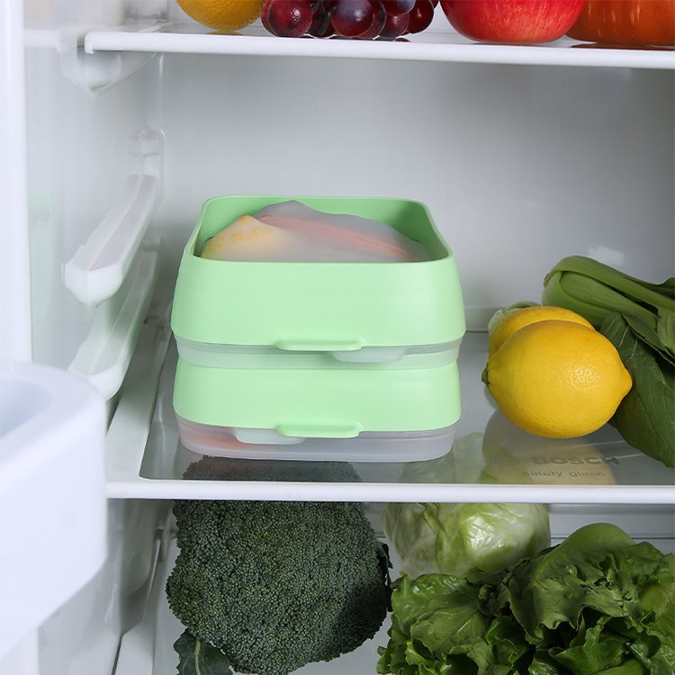 Kitchen collapsible silicone containers refrigerator organizer storage box environmentally friendly silicone food containers