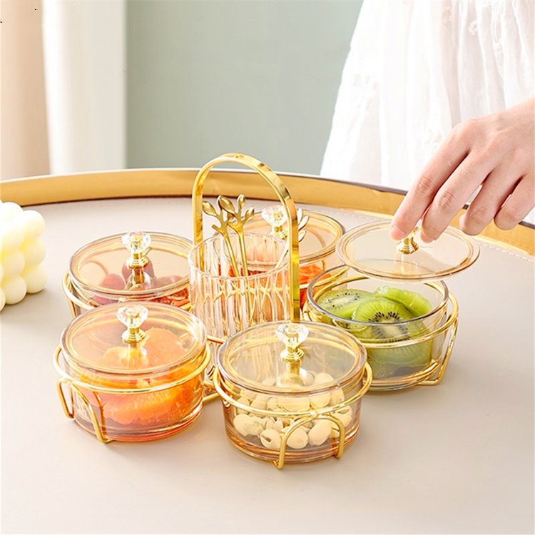Hot Selling Factory Customized Colorful Home Storage Glassware With Lid Handmade Light Luxury Kitchen Food Glass Jar