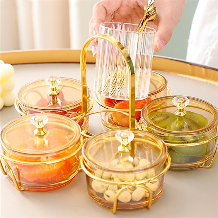 Hot Selling Factory Customized Colorful Home Storage Glassware With Lid Handmade Light Luxury Kitchen Food Glass Jar