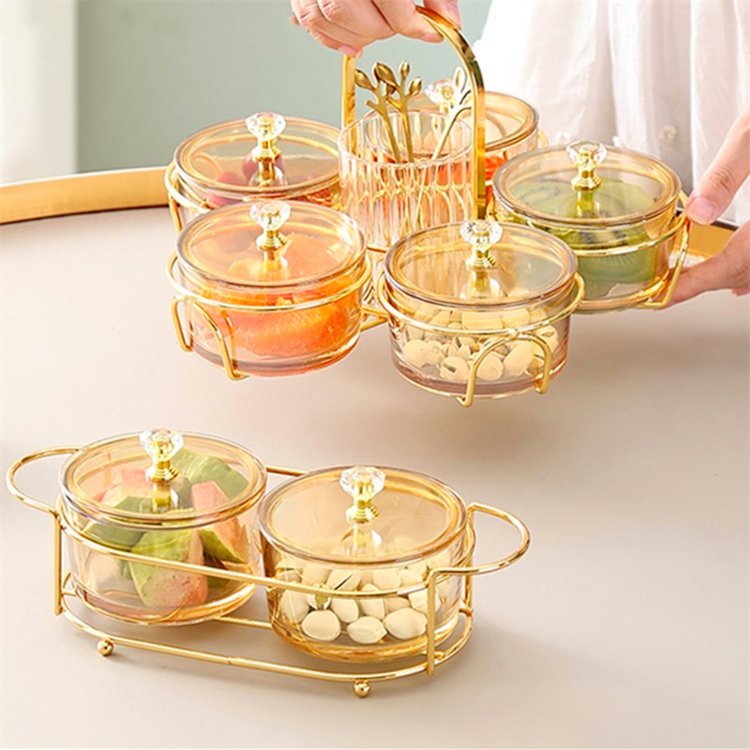 Hot Selling Factory Customized Colorful Home Storage Glassware With Lid Handmade Light Luxury Kitchen Food Glass Jar