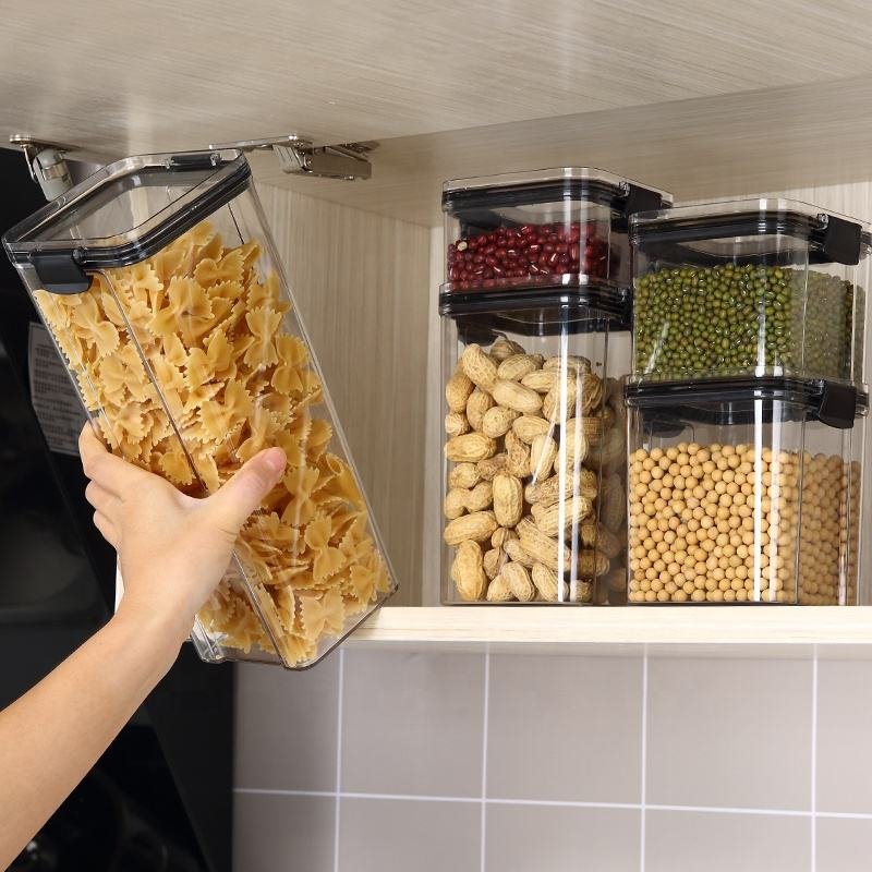 kitchen dry food nuts fruit fresh transparent plastic box airtight storage container set with lid