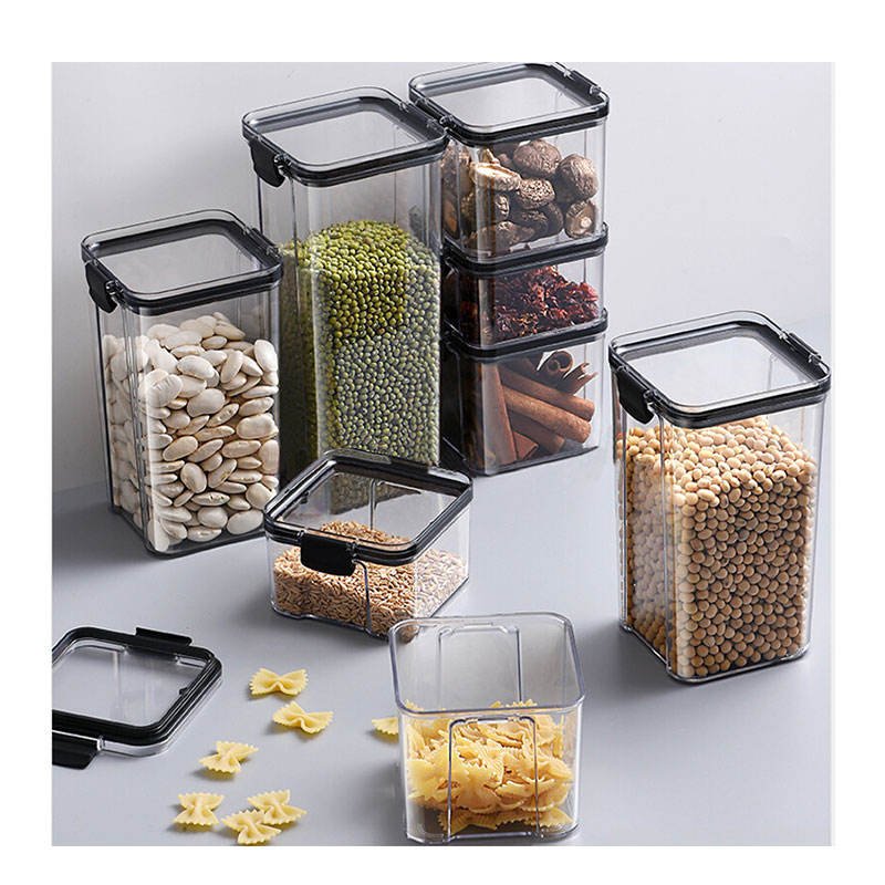 kitchen dry food nuts fruit fresh transparent plastic box airtight storage container set with lid