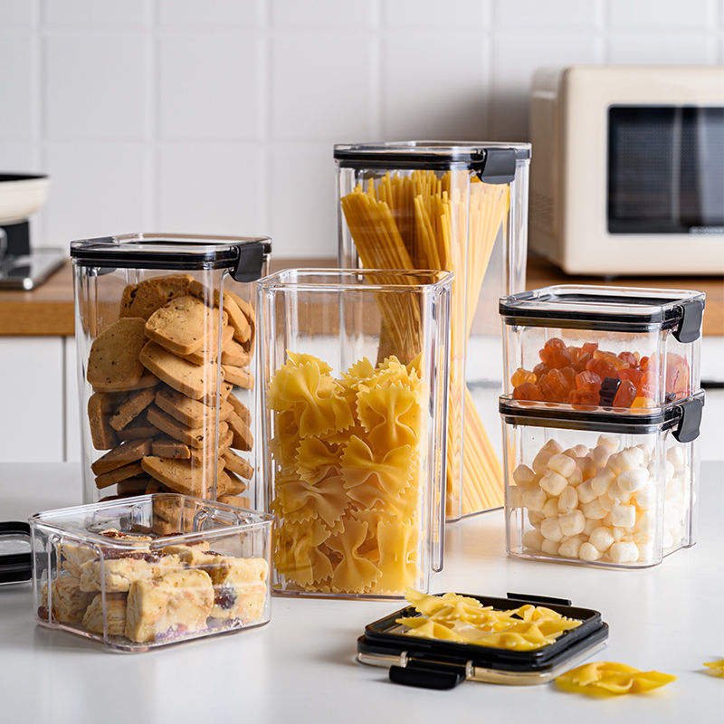 kitchen dry food nuts fruit fresh transparent plastic box airtight storage container set with lid