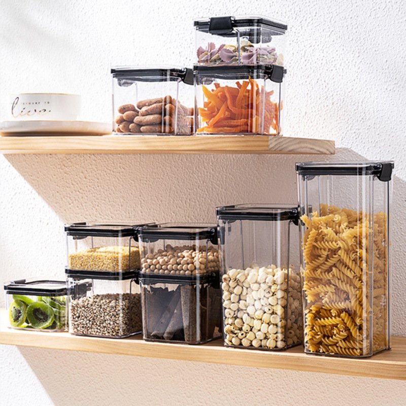 BPA-free 16 Pcs Transparent Different Capacity Plastic Sealed Cans Kitchen food Organizer Stackable storage Box Container Set