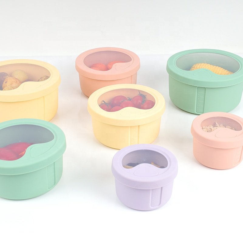 Folding Food Storage Containers Lunch Box For Outdoor Travel Sets Foldable BPA Free Leak Proof Silicone 150ML Kitchen Custom