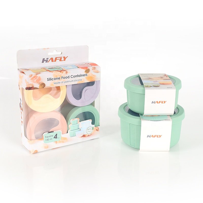 Folding Food Storage Containers Lunch Box For Outdoor Travel Sets Foldable BPA Free Leak Proof Silicone 150ML Kitchen Custom