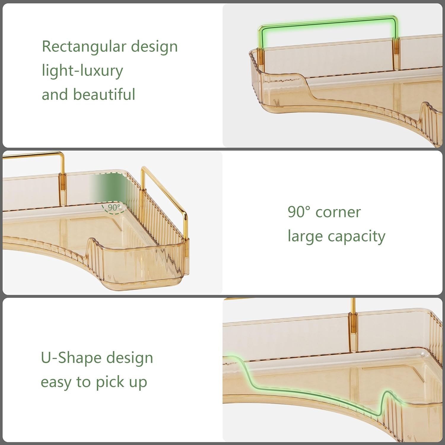Single Layer Corner Cosmetics Acrylic Gold Storage Box Countertop Perfume Tray Skin Care Cosmetics Bathroom Counter Rack