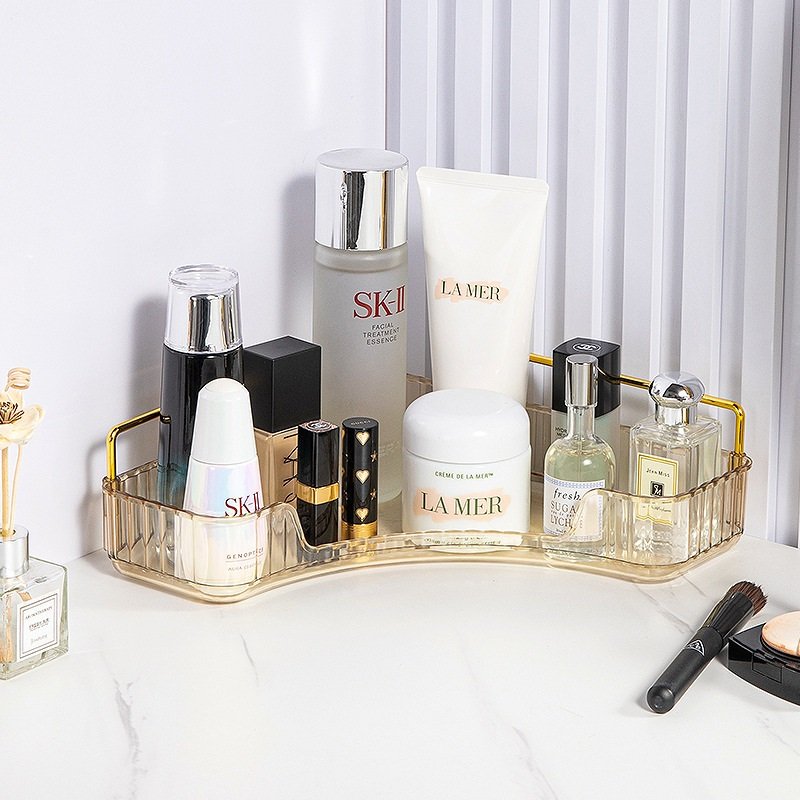Single Layer Corner Cosmetics Acrylic Gold Storage Box Countertop Perfume Tray Skin Care Cosmetics Bathroom Counter Rack
