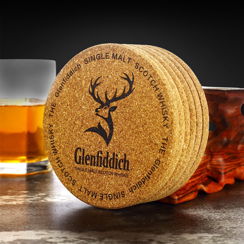 Natural Cork Coasters with Metal Holder set of 8 pcs -4 inch 1/5 inch Glasses Cups Mugs Thick Cold Drinks Wine Cork Coaster