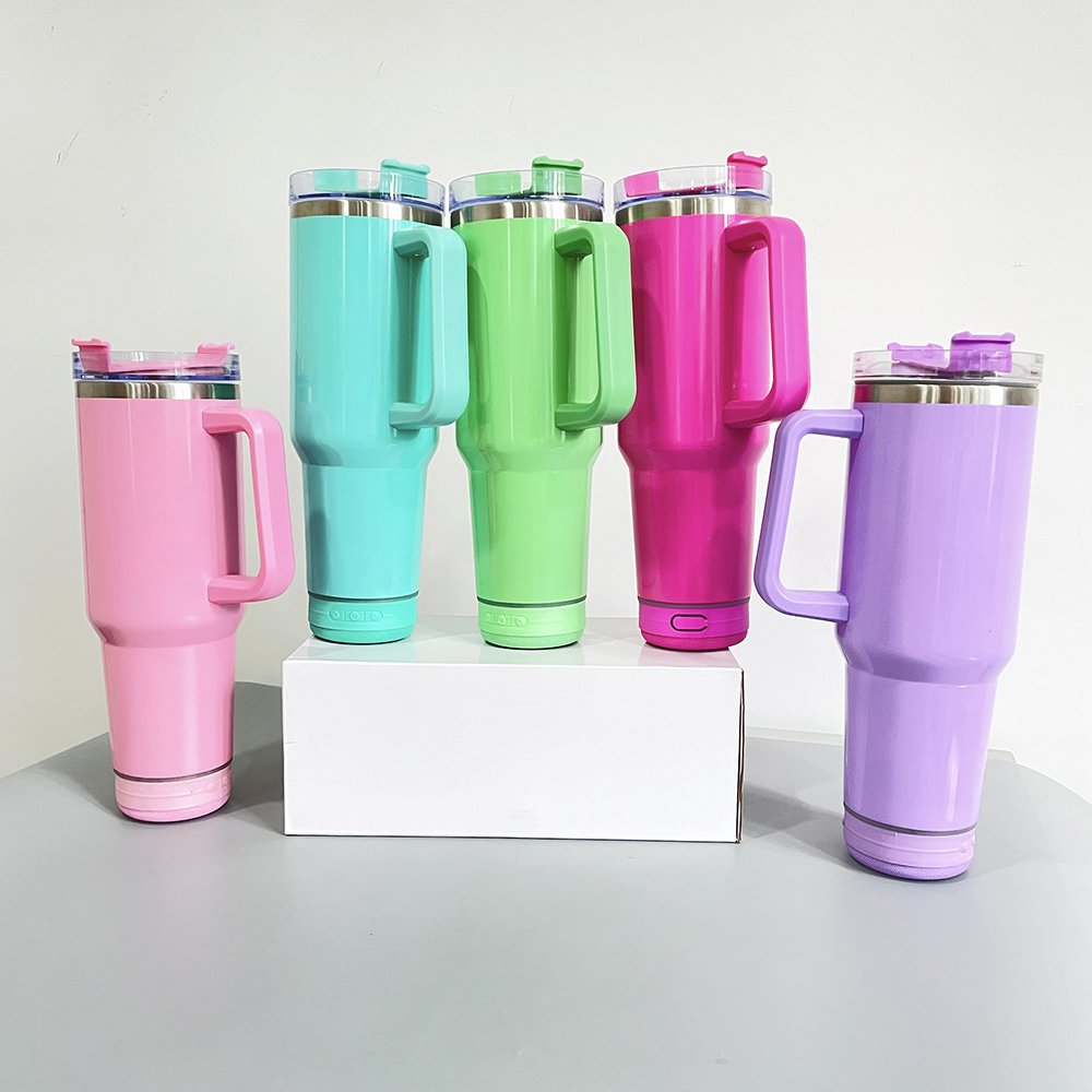 USA warehouse double wall 40oz sublimation speaker travel mug wireless smart music player sublimation tumblers with speakers