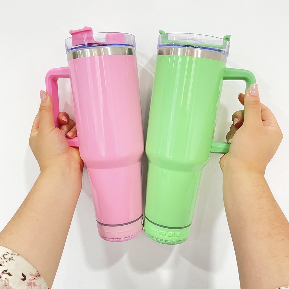 USA warehouse double wall 40oz sublimation speaker travel mug wireless smart music player sublimation tumblers with speakers