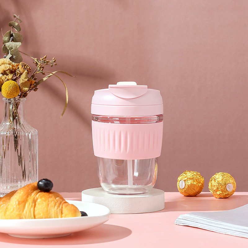 Discount Price 350ml Unique Design High Quality Large Capacity Drinking Glass Water Bottle With Flip Top lids and silicone cover