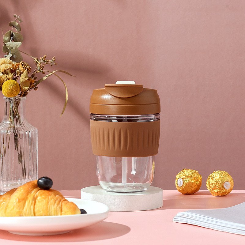 Discount Price 350ml Unique Design High Quality Large Capacity Drinking Glass Water Bottle With Flip Top lids and silicone cover