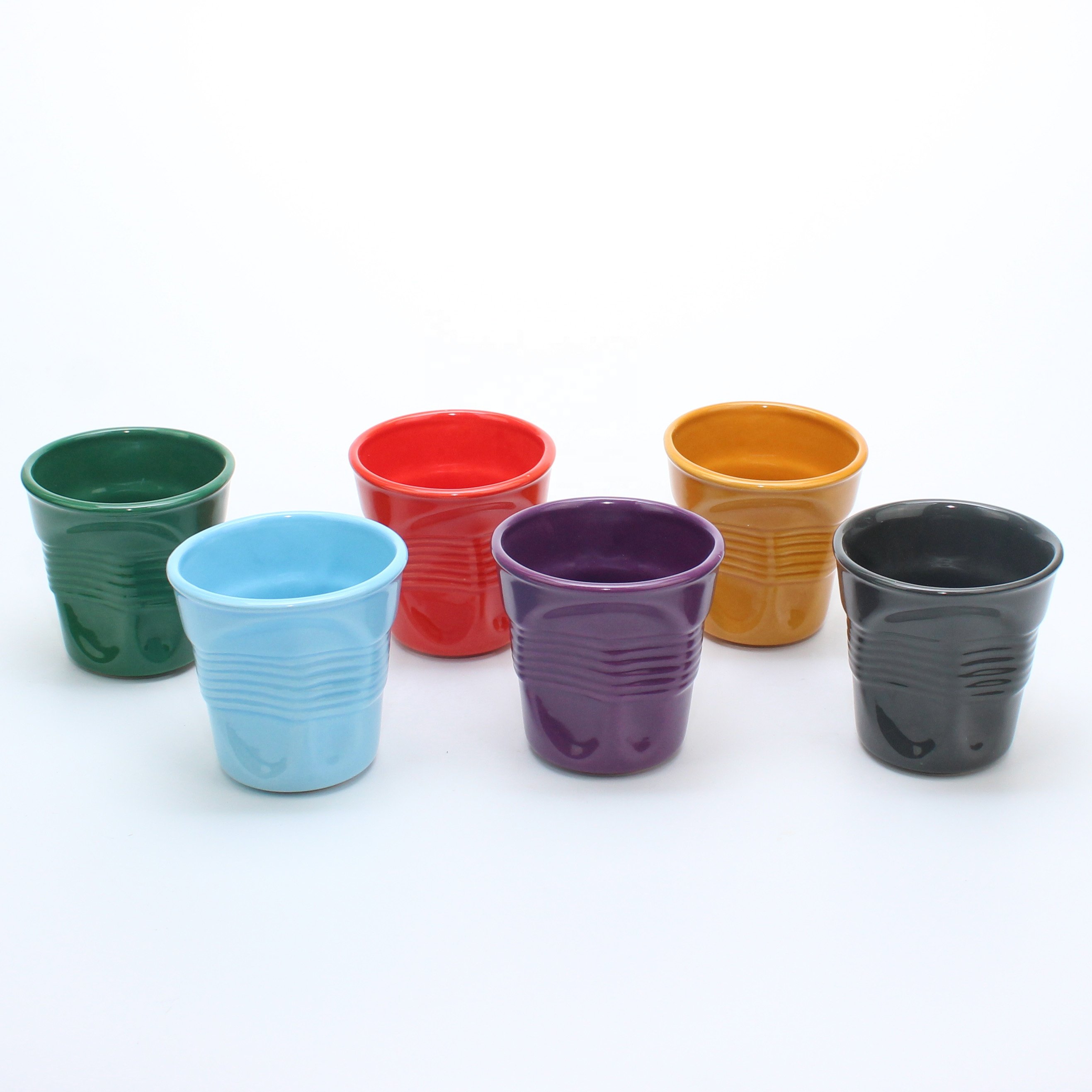 Promotional 70ml Espresso Tumbler Beautiful Porcelain Cups Creative Wrinkled Design Irregular Crumpled Mugs Gifts Logo