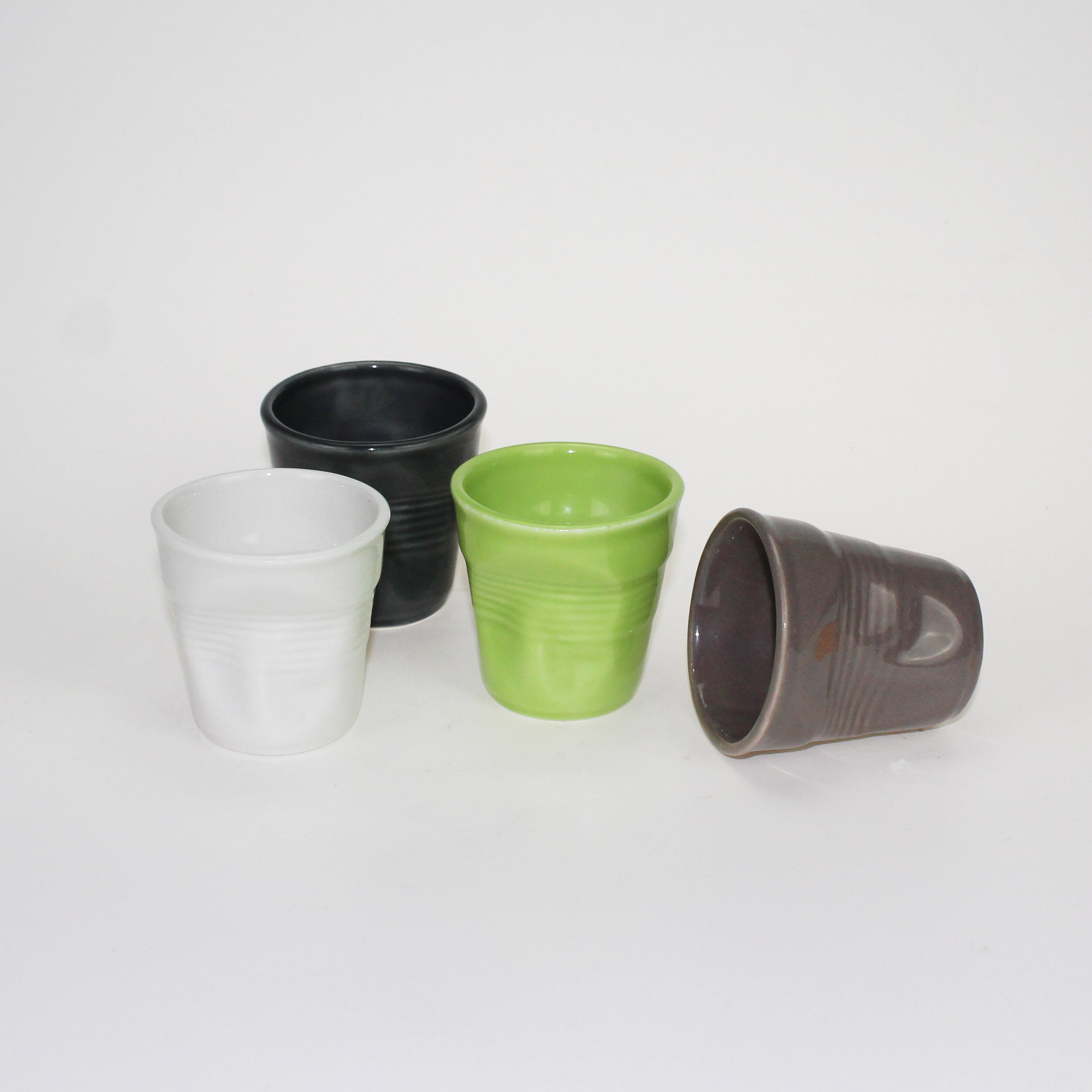 Promotional 70ml Espresso Tumbler Beautiful Porcelain Cups Creative Wrinkled Design Irregular Crumpled Mugs Gifts Logo