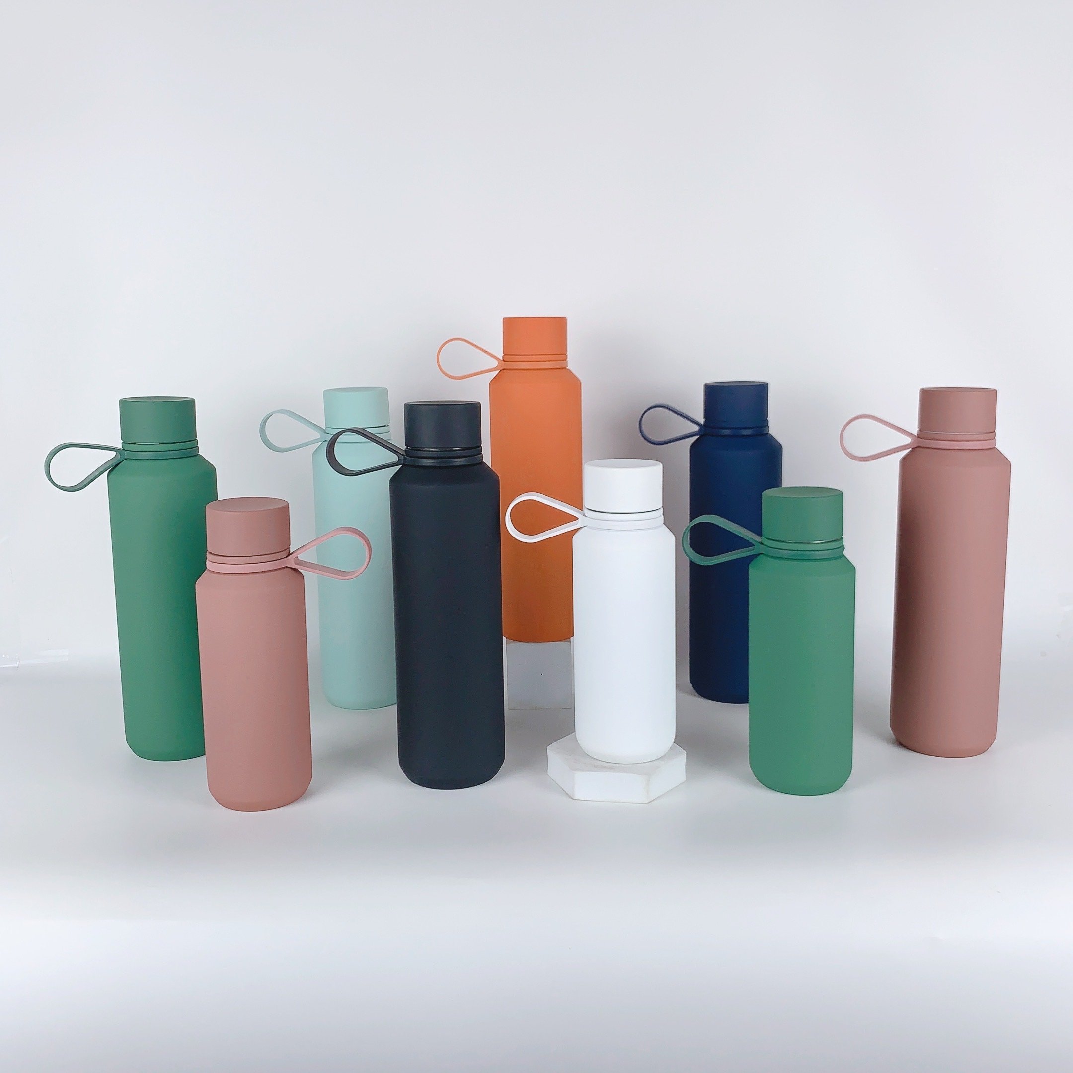 12oz 20oz Double Wall Vacuum Insulated Stainless Steel Water Bottle With Handle Matte Sports Leak Proof Flask