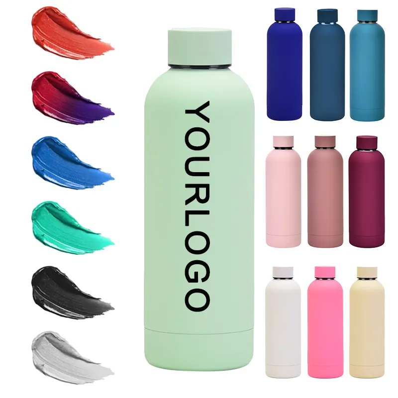 China supplier 17oz 500ml custom vacuum thermos bottle outdoor sports stainless steel water bottle with rubber coating