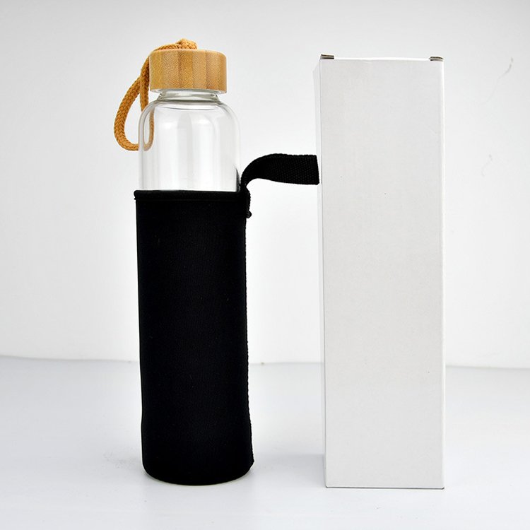 High Capacity Crystal Power Stone Drinking Cup Infused Gemstone Borosilicate Glass Water Bottle With Bamboo Lid