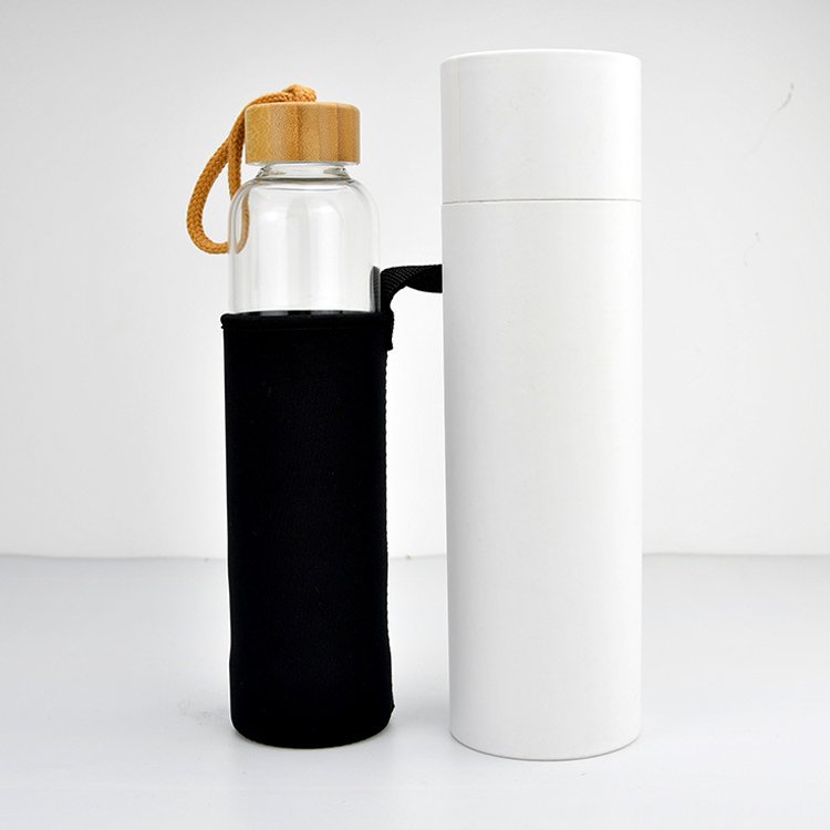 High Capacity Crystal Power Stone Drinking Cup Infused Gemstone Borosilicate Glass Water Bottle With Bamboo Lid