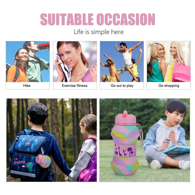 Collapsible BPA-Free Earth Water Bottle Leakproof Wide Mouth Durable Cute Style Sports Pressing Type Water Flowing Customizable