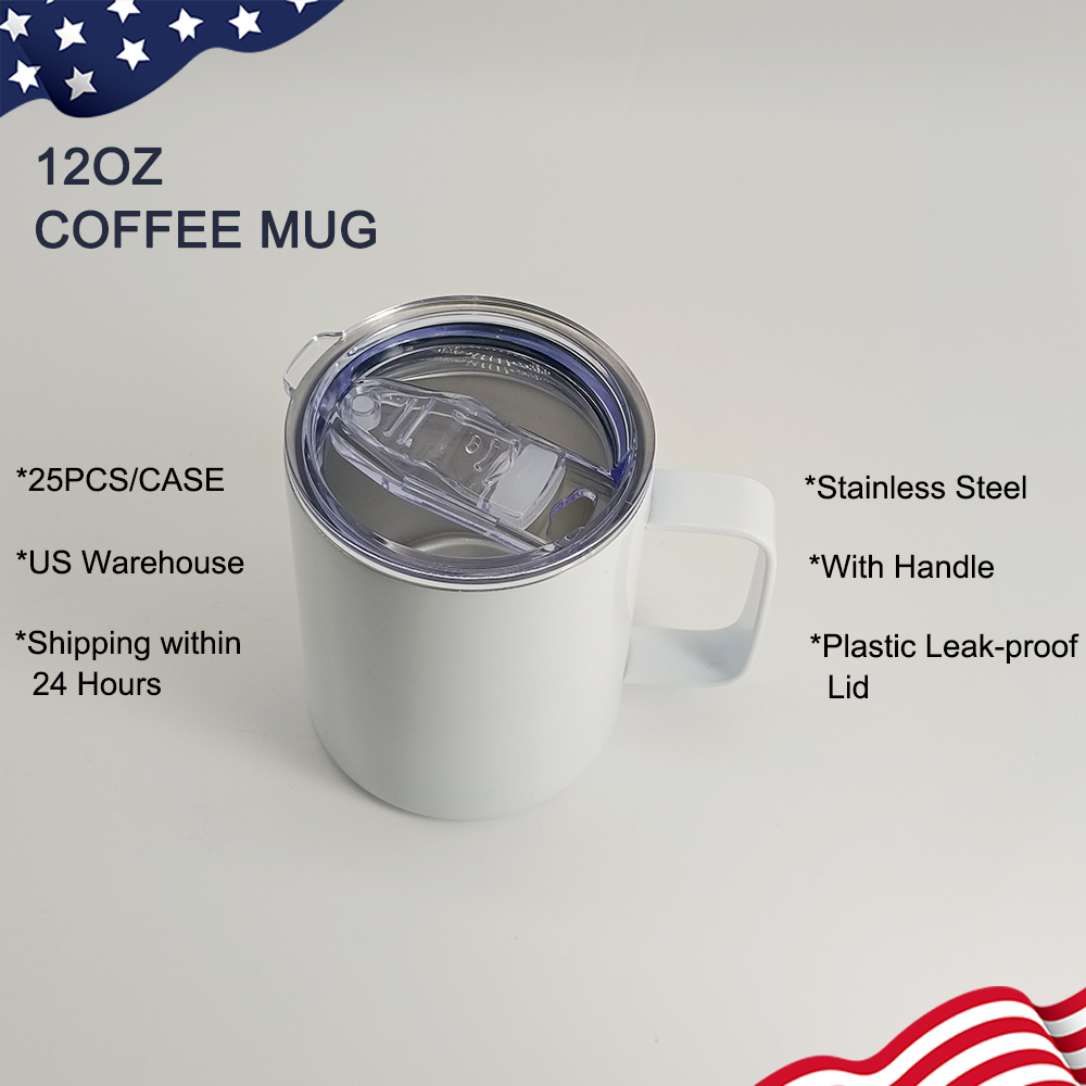 US warehouse Sublimation blanks beer coffee 12oz Stainless Steel Double Wall sublimation mug with handle