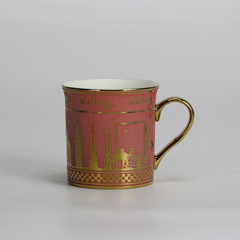 Custom Dubai Gold-Plated Mug with Gold Handle Trendy Retro Dubai Souvenir Premium Dubai Gift Mugs