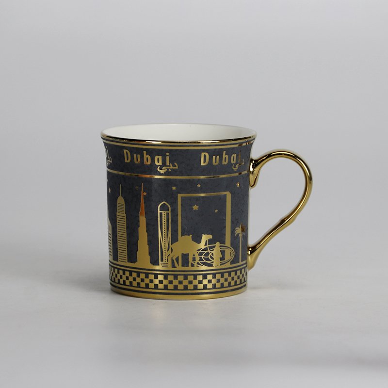 Custom Dubai Gold-Plated Mug with Gold Handle Trendy Retro Dubai Souvenir Premium Dubai Gift Mugs