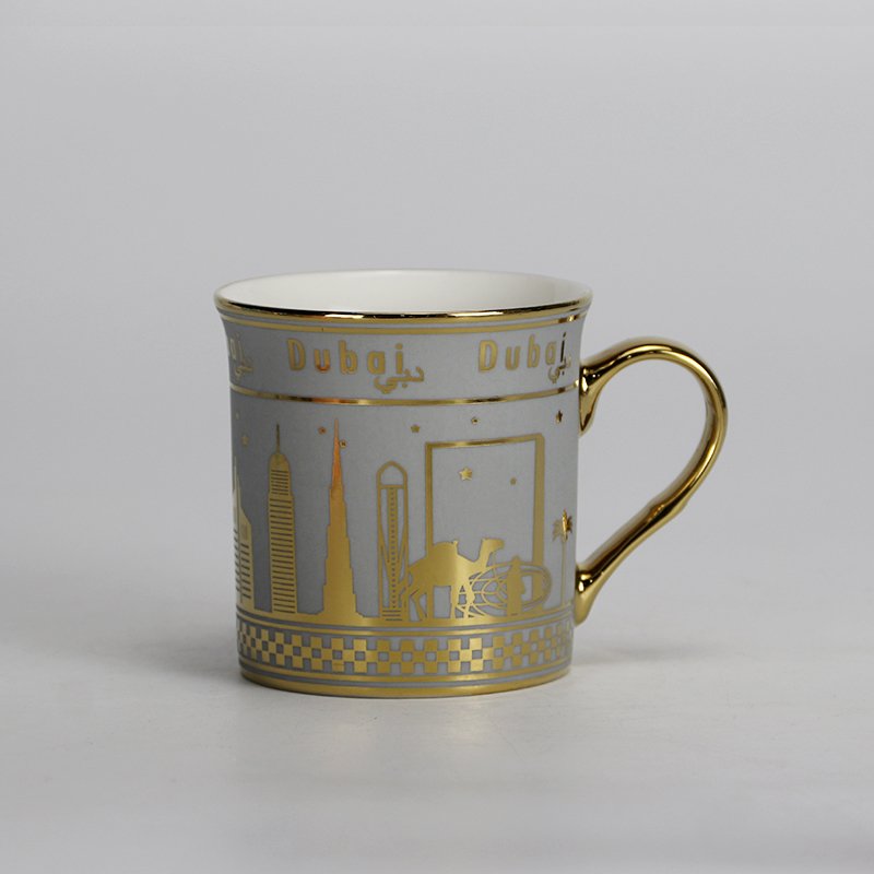 Custom Dubai Gold-Plated Mug with Gold Handle Trendy Retro Dubai Souvenir Premium Dubai Gift Mugs