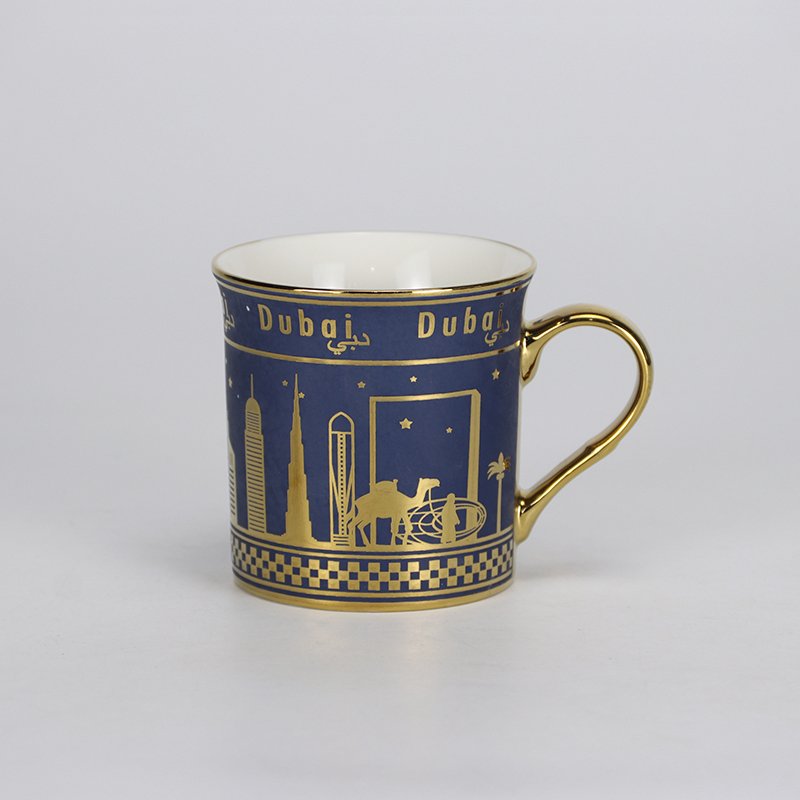 Custom Dubai Gold-Plated Mug with Gold Handle Trendy Retro Dubai Souvenir Premium Dubai Gift Mugs