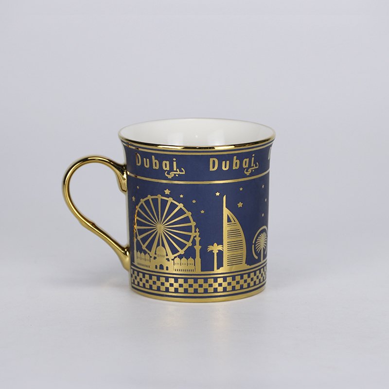Custom Dubai Gold-Plated Mug with Gold Handle Trendy Retro Dubai Souvenir Premium Dubai Gift Mugs