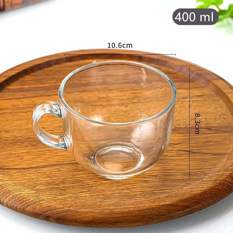 Spot wholesale round glass water cup tea cup high quality milk mug 400ml coffee glass with handle
