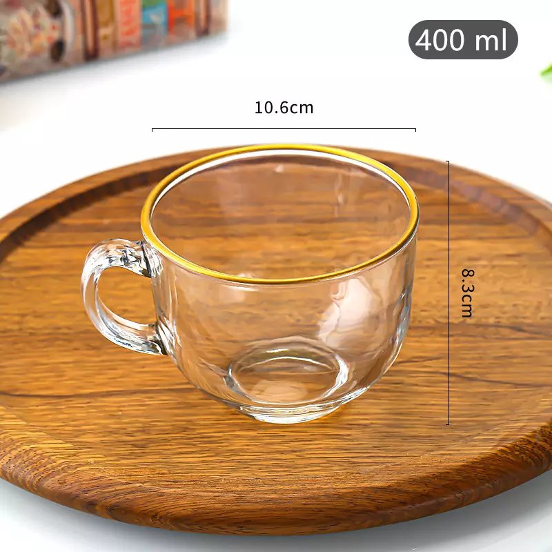 Spot wholesale round glass water cup tea cup high quality milk mug 400ml coffee glass with handle