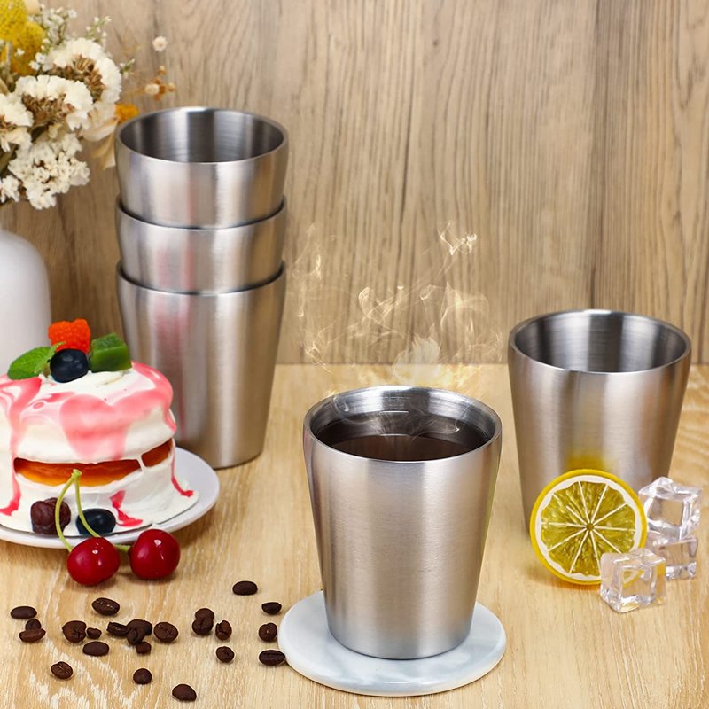 Luxury Double Wall Stainless Steel Coffee Tea Cup Vacuum Muti-capacity Shatterproof Metal Espresso Tea Mug For Travel Party