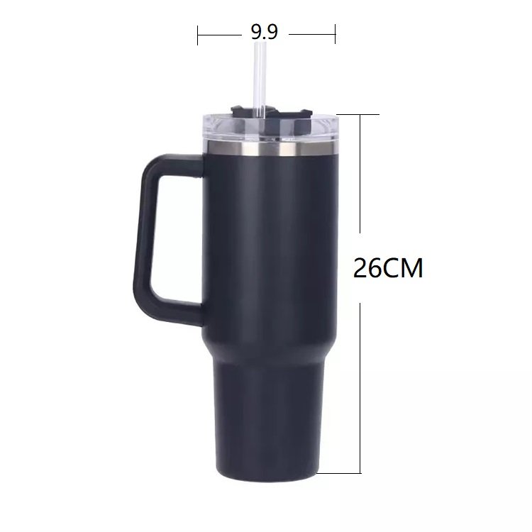 Personalized logo insulated coffee mug adventure 40oz stainless steel tumbler travel cup with handle