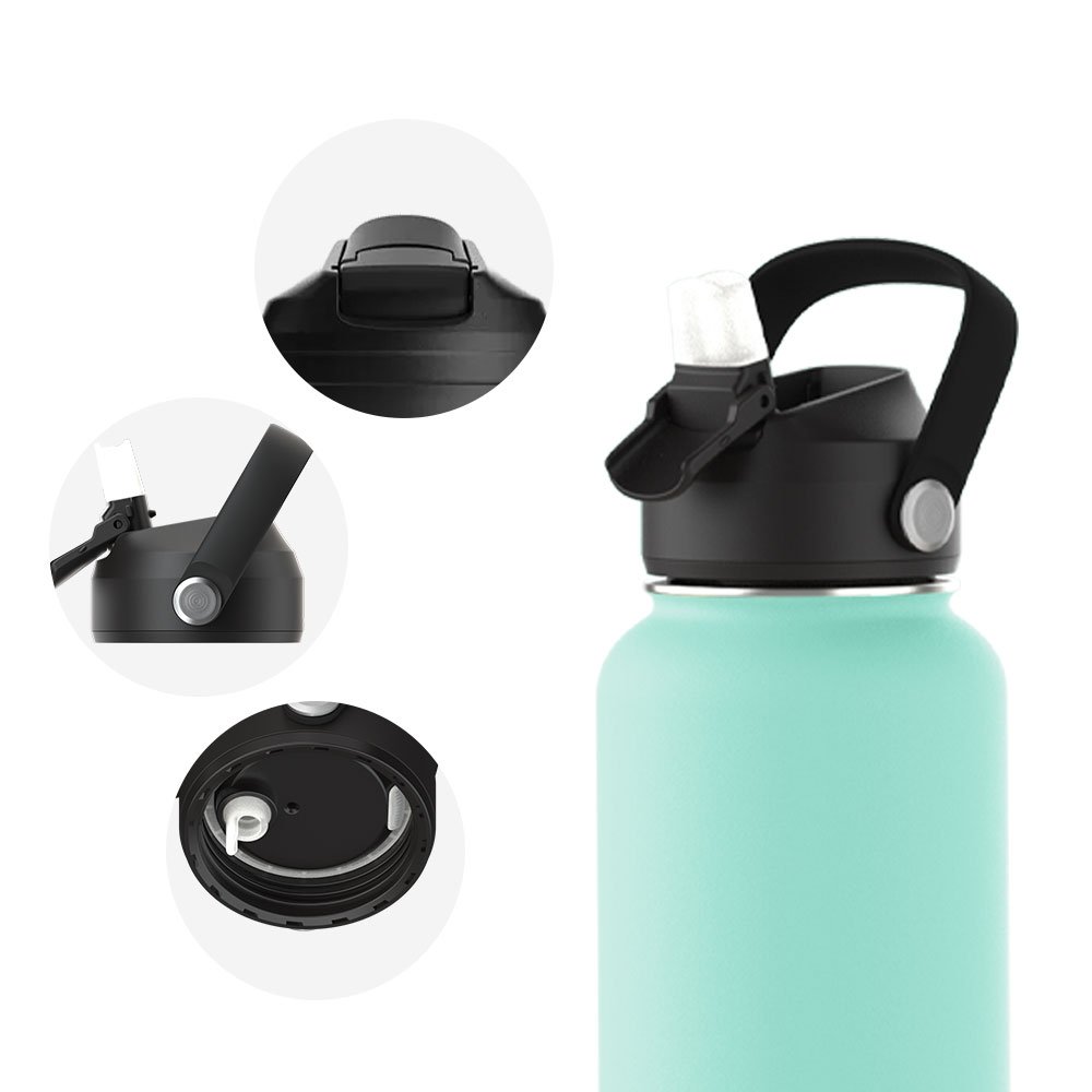 Custom 32oz 40oz Wide Mouth Double Wall Sports Bottle Vacuum Insulated Flask Stainless Steel Water Bottle with Straw Lid