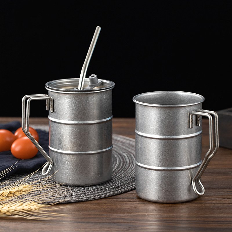 Customized logo 350ml Beer Mug Stainless Steel water mug Metal Travel coffee cup creative retro industrial style water cup